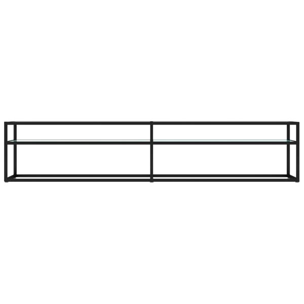 vidaXL TV stolík biely mramorový 200x40x40,5 cm tvrdené sklo