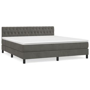vidaXL Posteľn&yacute; r&aacute;m boxspring s matracom tmavosiv&yacute; 180x200 cm zamat