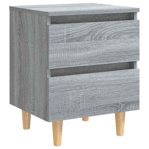 vidaXL Nočn&yacute; stol&iacute;k s nohami z mas&iacute;vneho dreva siv&yacute; 40x35x50 cm