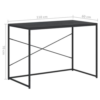 vidaXL Počítačový stôl čierny 110x60x70 cm drevotrieska