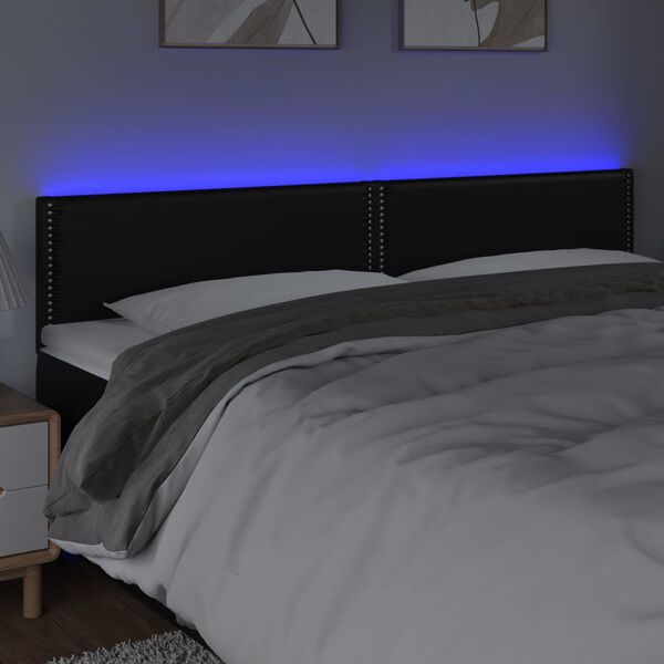 vidaXL Čelo postele s LED čierne 160x5x78/88 cm umel&aacute; koža