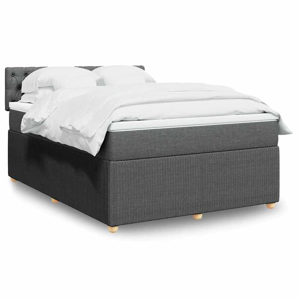 vidaXL Boxspring posteľ s matracom tmavosiv&aacute; 140x200 cm l&aacute;tka
