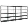 vidaXL Reg&aacute;l s 5 &uacute;ložn&yacute;mi poličkami čierny 340x40x185 cm plastov&yacute;
