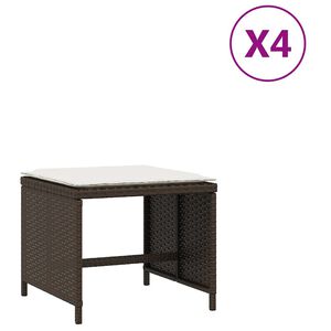 vidaXL Z&aacute;hradn&eacute; taburetky s vank&uacute;&scaron;mi 4 ks hned&eacute; 41x41x36 cm polyratan