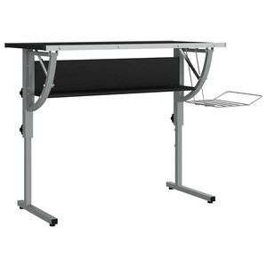 vidaX P&iacute;sac&iacute; st&ocirc;l čierny a siv&yacute; 110x53x(58-87)cm spracovan&eacute; drevo oceľ
