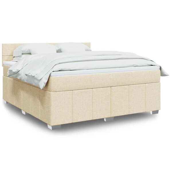 vidaXL Posteľn&yacute; r&aacute;m boxspring s matracom kr&eacute;mov&yacute; 180x200 cm l&aacute;tka