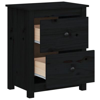 vidaXL Nočný stolík čierny 50x35x61,5cm masívne borovicové drevo