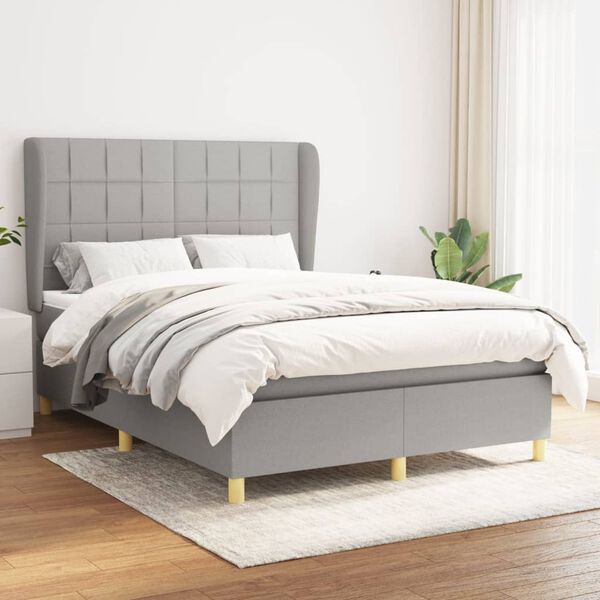 vidaXL Boxspring posteľ s matracom bledosiv&yacute; 140x190 cm l&aacute;tka