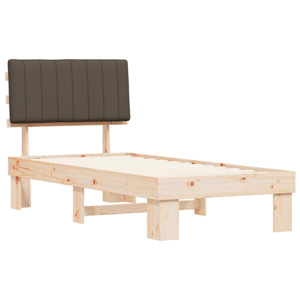 vidaXL Rám postele s čalúneným čelom Sivohnedá 90 x 200 cm