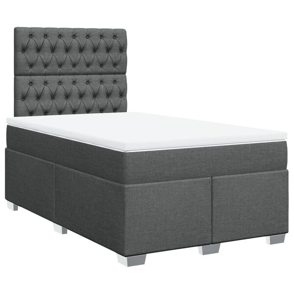 vidaXL Boxspring posteľ s matracom, tmavosiv&aacute; 120x190 cm, l&aacute;tka