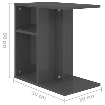 vidaXL Príručný stolík, lesklý sivý 50x30x50 cm, kompozitné drevo