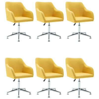 vidaXL Otočné jedálenské stoličky 6 ks žlté látkové