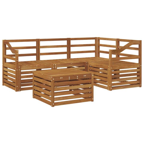 vidaXL Z&aacute;hradn&aacute; s&uacute;prava gaučov 5 pcs Pr&iacute;rodn&aacute; Pevn&eacute; ak&aacute;ciov&eacute; drevo