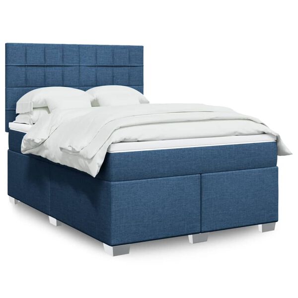 vidaXL Boxspring posteľ s matracom modr&yacute; 140x190 cm l&aacute;tka
