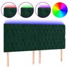 vidaXL Čelo postele s LED tmavozelen&eacute; 200x7x118/128 cm zamat