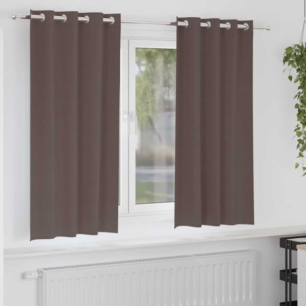 vidaXL Z&aacute;clony na zatemnenie s kr&uacute;žkami 2 pcs Tmavohned&aacute; 175 x 140 cm