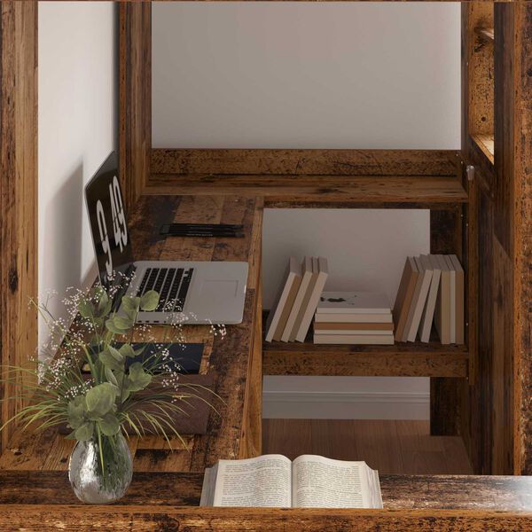 vidaXL R&aacute;m poschodovej postele so stolom Star&eacute; drevo 90 x 190 cm