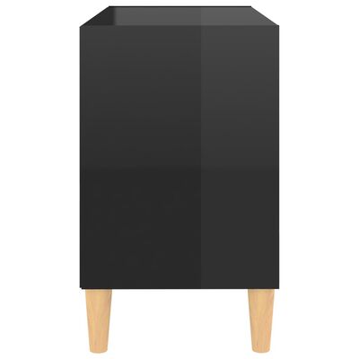 vidaXL TV stolík nohy z masívneho dreva lesklý čierny 69,5x30x50 cm