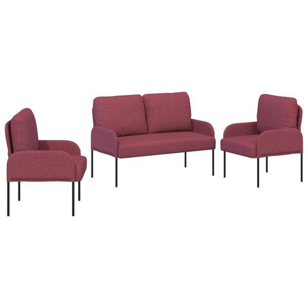 vidaXL S&uacute;pravy pohoviek 3 pcs V&iacute;no červen&eacute; 115 x 56 x 80 cm Preglejka