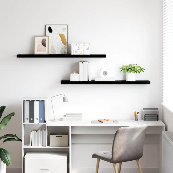 vidaXL Pl&aacute;vaj&uacute;ce n&aacute;stenn&eacute; police 2ks, leskl&eacute; čierne 120x23,5x3,8cm,MDF