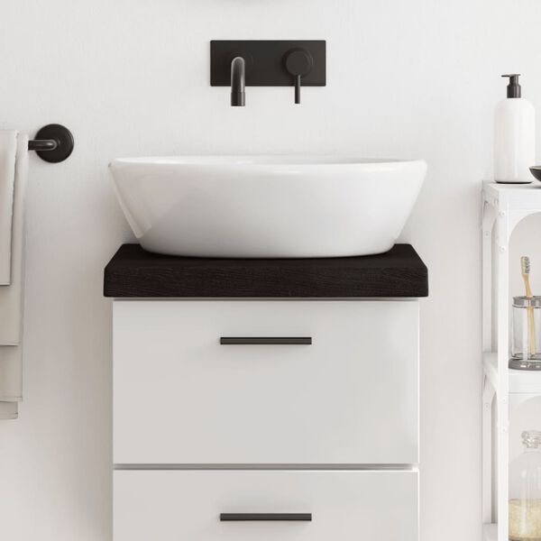 vidaXL Kúpeľňová doska tmavohnedá 40x30x(2-6) cm ošetrený masív