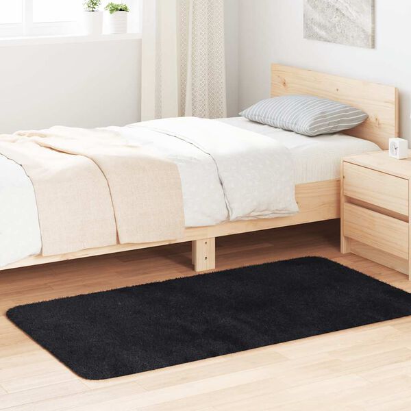 vidaXL Chlpat&yacute; koberec s vysok&yacute;m vlasom NAVARRA čierny 80x150 cm