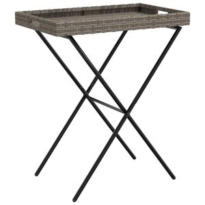vidaXL Skladac&iacute; stol&iacute;k s podnosom siv&yacute; 65x40x75 cm polyratan