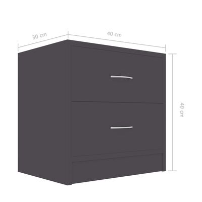 vidaXL Nočné stolíky 2 ks, sivé 40x30x40 cm, drevotrieska