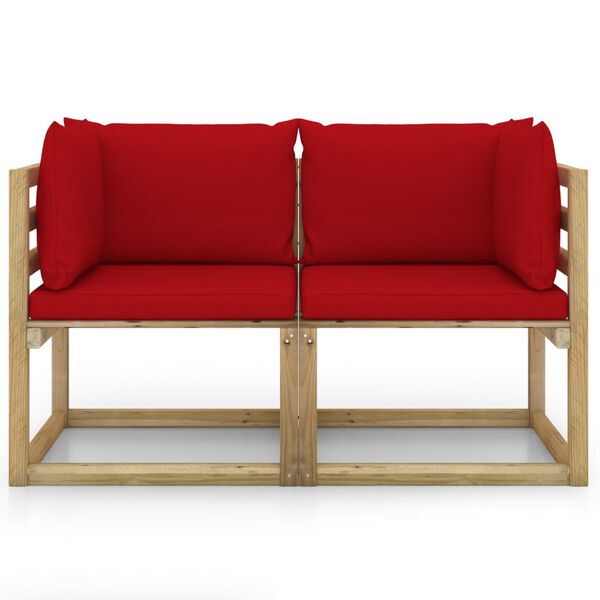 vidaXL Z&aacute;hradn&eacute; rohov&eacute; pohovky+podložky 2 ks, impregnovan&aacute; borovica