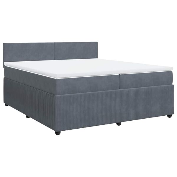 vidaXL Posteľn&yacute; r&aacute;m boxspring s matracom tmavosiv&yacute; 200x200 cm zamat