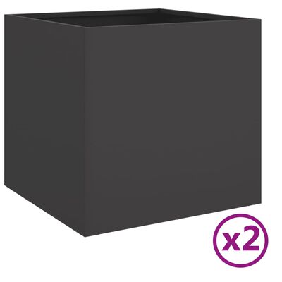 vidaXL Kvetináče 2 ks čierne 49x47x46 cm oceľ valcovaná za studena