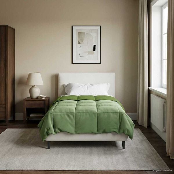 vidaXL Prikr&yacute;vka na cel&yacute; rok &Scaron;nurovan&yacute; Zelen&aacute; 155 x 220 cm Mikrovl&aacute;kno