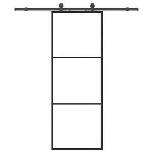 vidaXL Posuvn&eacute; dvere s kovan&iacute;m čierne 76x205 cm ESG sklo