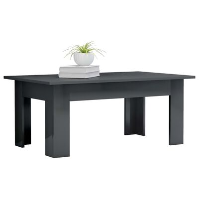 vidaXL Konferenčný stolík lesklý sivý 100x60x42 cm drevotrieska