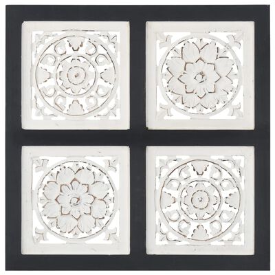 vidaXL Ručne vyrezávaný nástenný panel MDF 40x40x1,5 cm čierny a biely