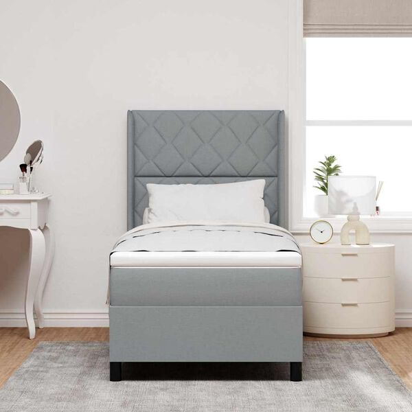 vidaXL Posteľ s pružinov&yacute;m r&aacute;mom Svetlosiv&aacute; 90 x 200 cm l&aacute;tka