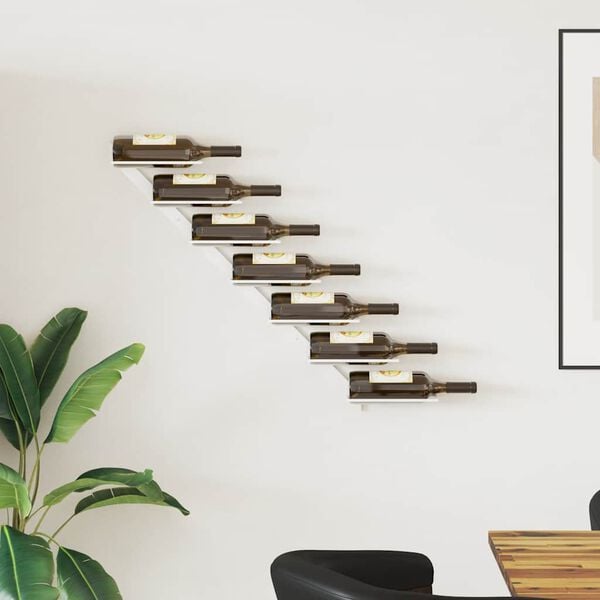 vidaXL N&aacute;stenn&yacute; stojan na v&iacute;no na 7 flia&scaron; biely kovov&yacute;