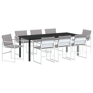 vidaXL Z&aacute;hradn&yacute; jed&aacute;lensk&yacute; set 9 pcs Biela 200 x 80 x 73 cm