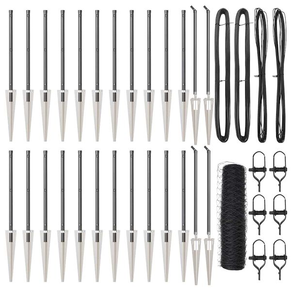 vidaXL Stĺp na plot. Siv&aacute; 50 x 0,4 m (36 mm sieť) Ocel a PVC