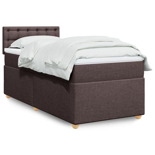 vidaXL Boxspring posteľ s matracom tmavohned&aacute; 90x190 cm l&aacute;tka