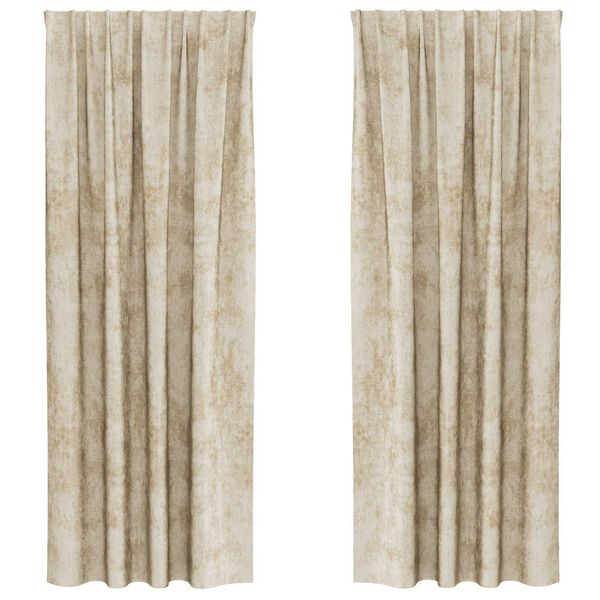 vidaXL Sametov&eacute; z&aacute;vesy so z&aacute;clonami 2 pcs Kr&eacute;mov&aacute; 245 x 140 cm Zamat