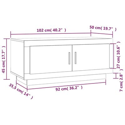 vidaXL Konferenčný stolík biely a sonoma 102x50x45 cm spracované drevo