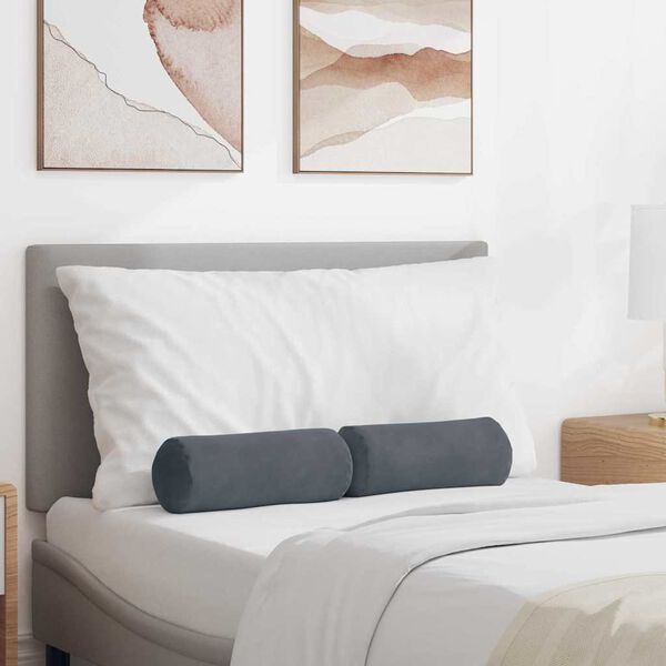 vidaXL Podložkové vankúše 2 pcs Tmavo šedá Ø 15 x 40 cm