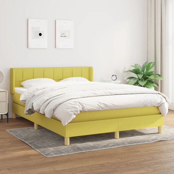 vidaXL Boxspring posteľ s matracom zelen&aacute; 140x190 cm l&aacute;tka