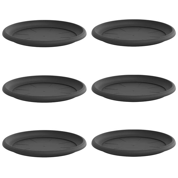 vidaXL Kruhov&yacute; kvetinov&yacute; podnos 6 pcs Čierna &Oslash; 14 x 2 cm Plast