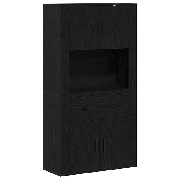 vidaXL Highboard Čierny dub 80 x 33 x 150 cm Kompozitn&eacute; drevo