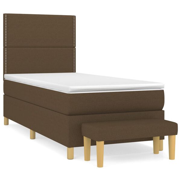 vidaXL Boxspring posteľ s matracom tmavohned&aacute; 100x200 cm l&aacute;tka