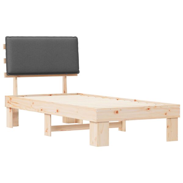 vidaXL Rám postele s čalúneným čelom Tmavo šedá 75 x 190 cm