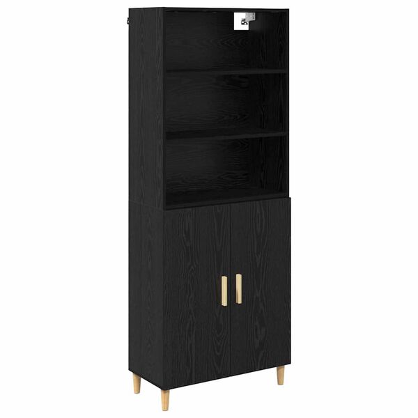 vidaXL Highboard Čierny dub 69,5 x 32,5 x 180 cm Kompozitn&eacute; drevo
