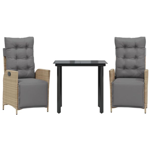 vidaXL 3-dielna z&aacute;hr. jed&aacute;lensk&aacute; sada s vank&uacute;&scaron;mi mix b&eacute;žovej polyratan